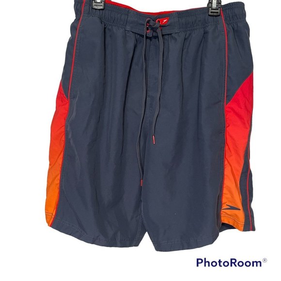Speedo Mens Navy Red and Orange Swimming Trunks, L‎ - Picture 1 of 5